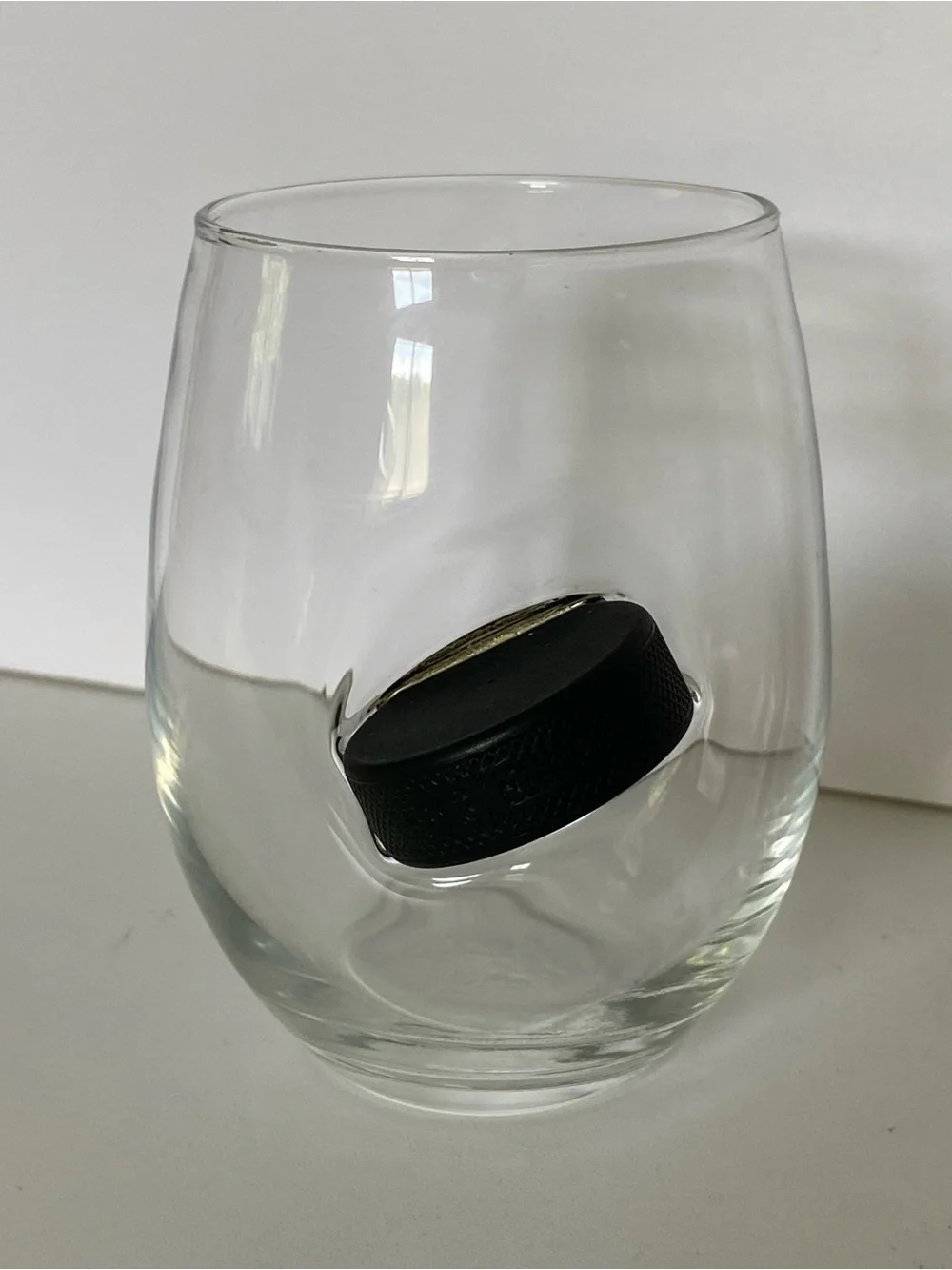 Original BenShot Wine Glass With Hockey Puck MADE IN USA Dad Wedding Gift Sporty